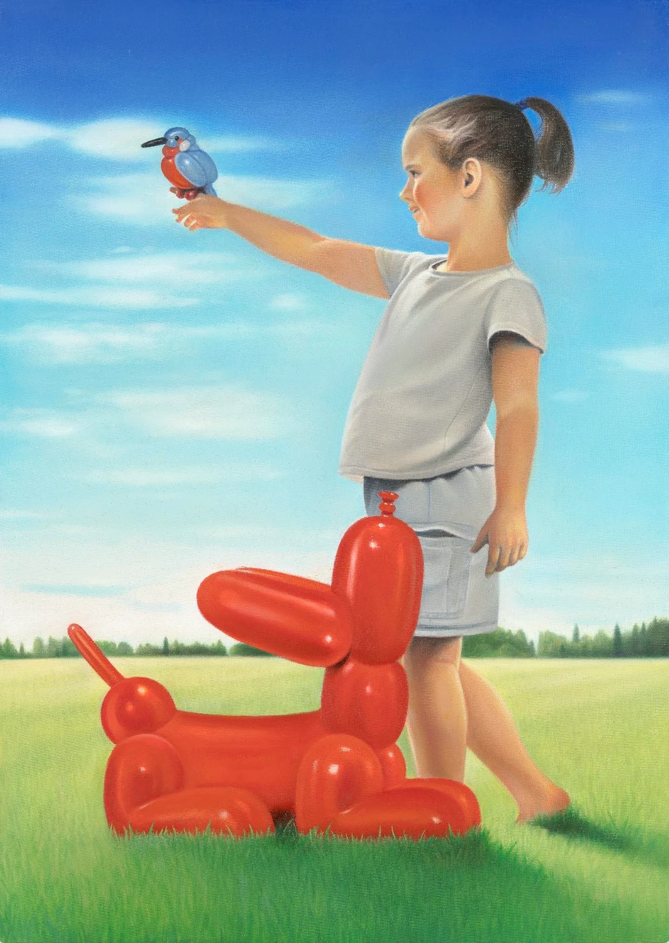 Petar Mošić, Ljubav je kao balon, Ulje na platnu, 70x50cm, 2024 god