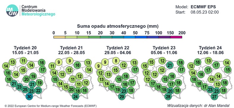 Opady w kolejnych tygodniach nie wszędzie przyjmą takie same wartości