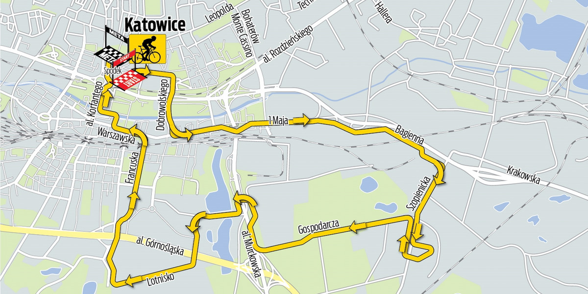 Katowicki odcinek 80. Tour de Pologne ma 16, 6 km długości. 