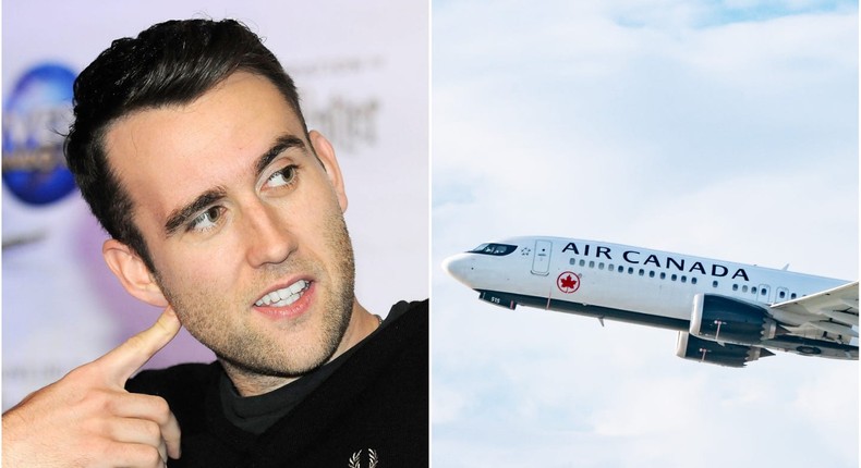 Actor Matthew Lewis complained about his recent flight with Air Canada.