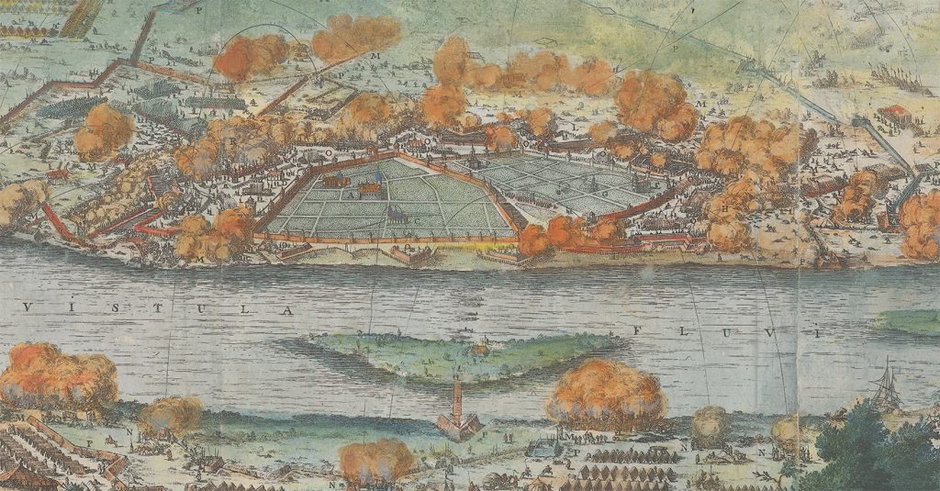 Oblężenie Torunia przez Szwedów w 1658 roku. Grafika Willema Swiddego (wikipedia).
