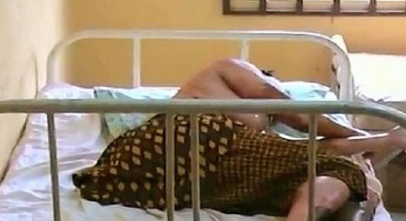 Margaret Onya on her hospital bed