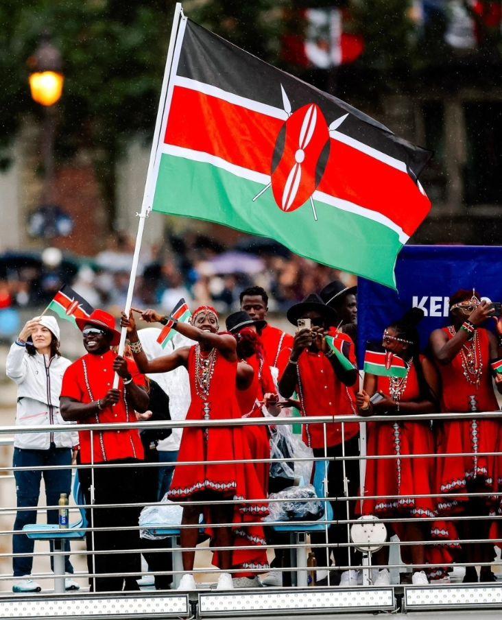 Team Kenya during the opening ceremony of Paris 2024 Olympic Games