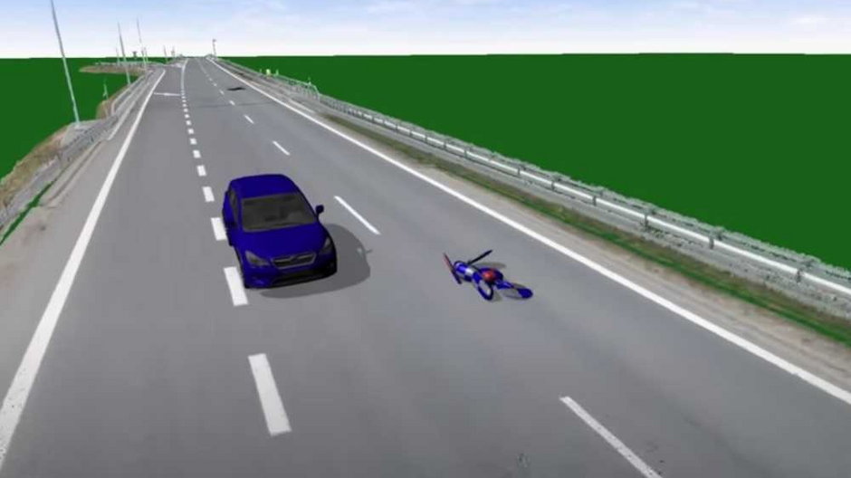 Kadr z analizy wypadku na drodze S8. Źródło: YouTube/Crashlab.pl