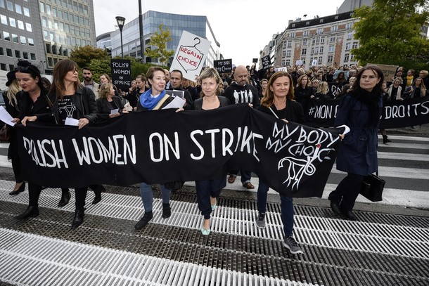 Protest against effort to criminalize abortion in Poland