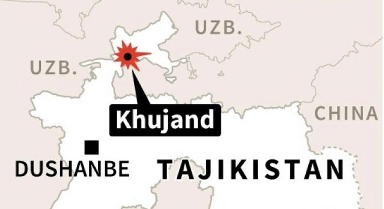 Map of Tajikistan locating prison riot in Khujand