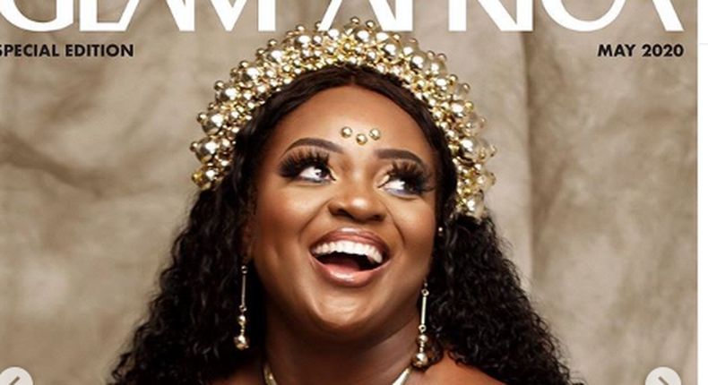 Golden girl, Jackie Appiah sparkles the cover of Glam Africa Magazine May edition