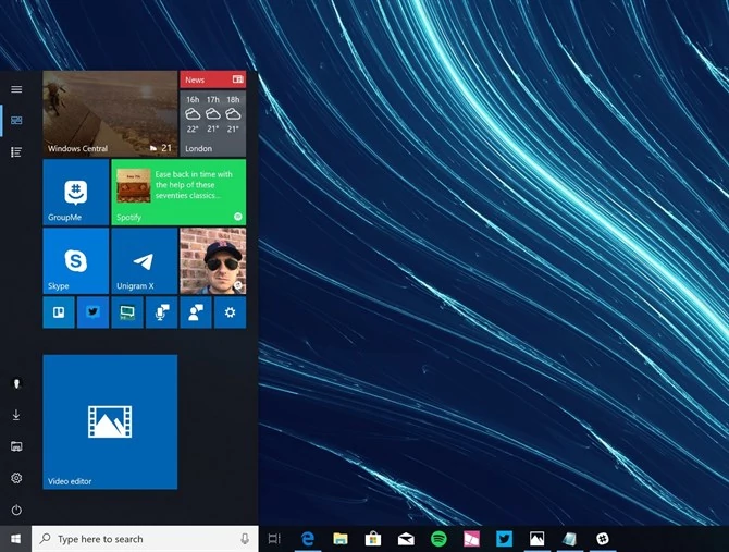 Kafelek z "Video Editor" w menu Start z Windows 10