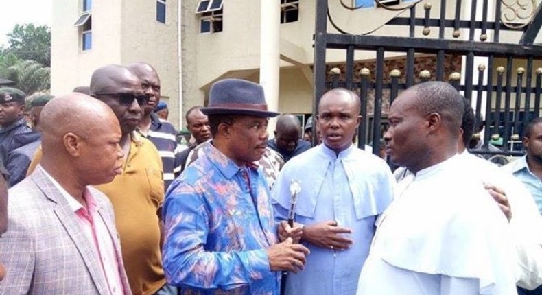 Gov Willie Obiano visits scene of Catholic Church shooting