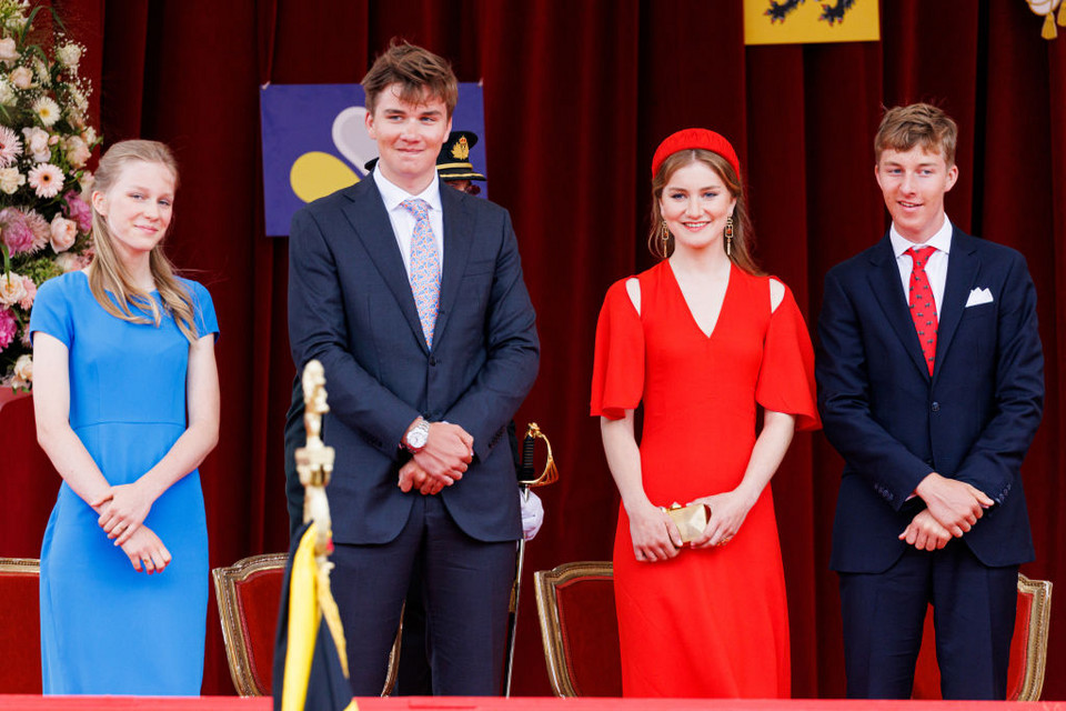 Belgijska rodzina królewska: księżniczka Eleonora, książę Gabriel, księżniczka Elżbieta i książę Emmanuel