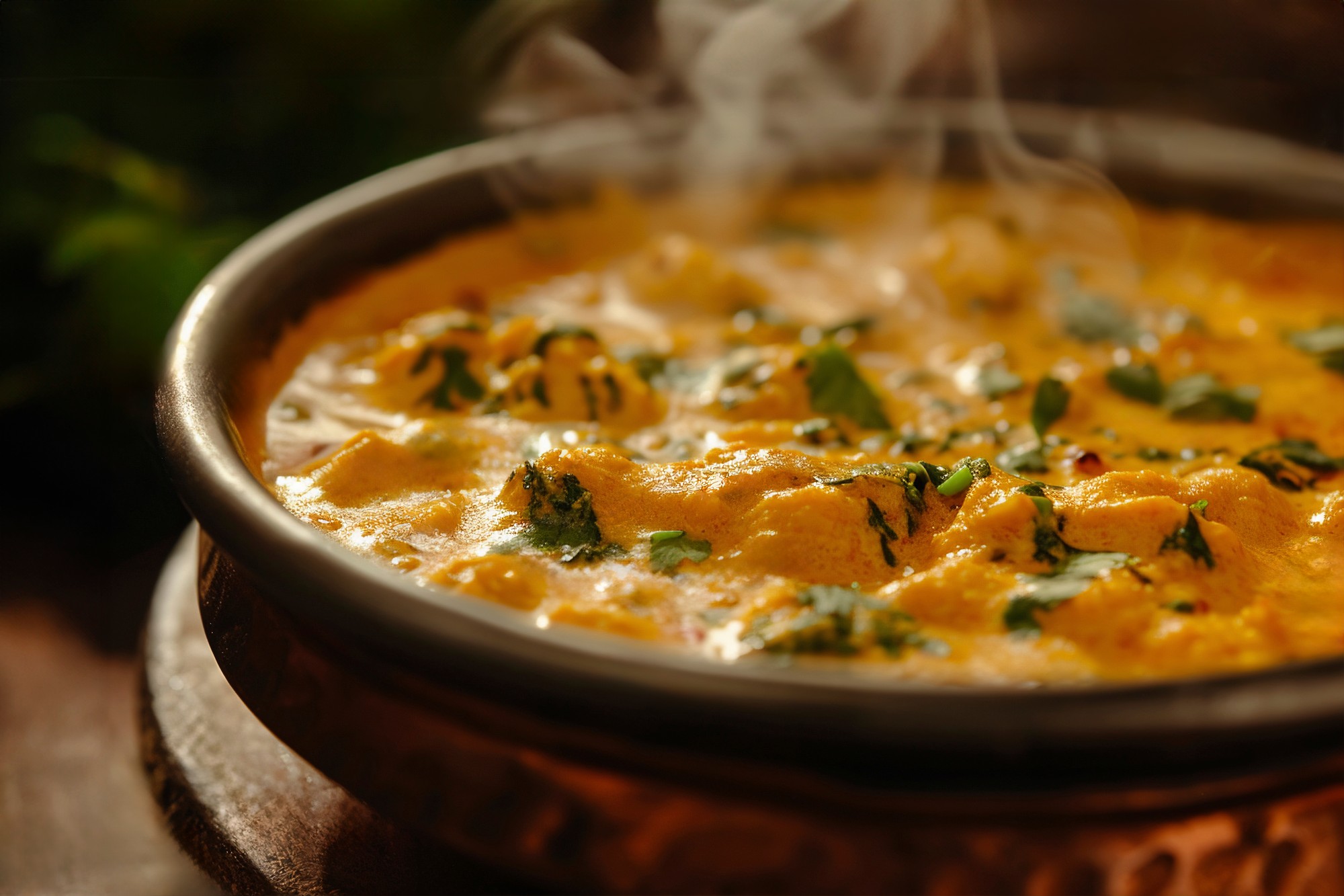 Tradičné indické jedlo paneer butter masala s aromatickým korením.