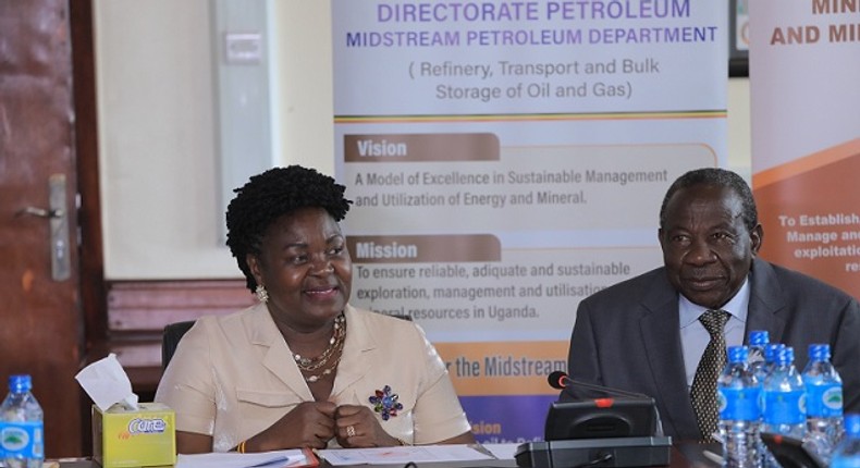 Energy and Minerals Development Minister Ruth Nankabirwa and Finance Minister Matia Kasaija/Courtesy