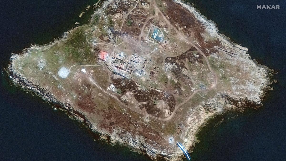 Wyspa Węży, zdjęcie satelitarne Maxar Technologies z 30 czerwca.