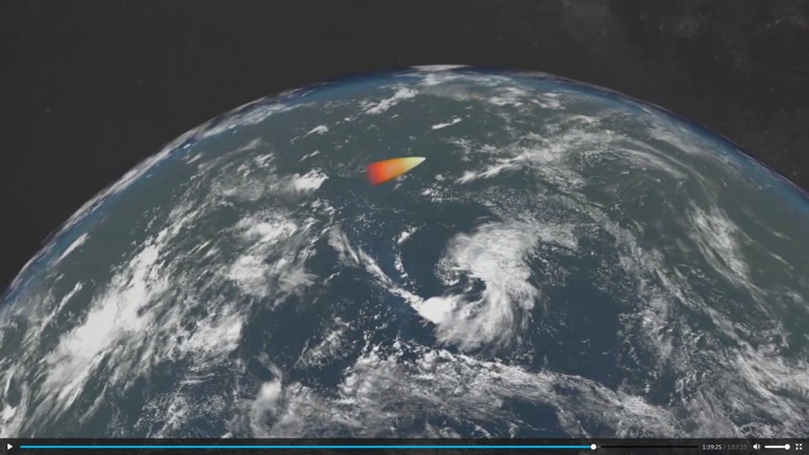 Ujęcie klatki pobrane z materiałów wideo z oficjalnej strony rosyjskiego prezydenta kremlin.ru pokazuje komputerową symulację hipersonicznych pocisków Awangard.