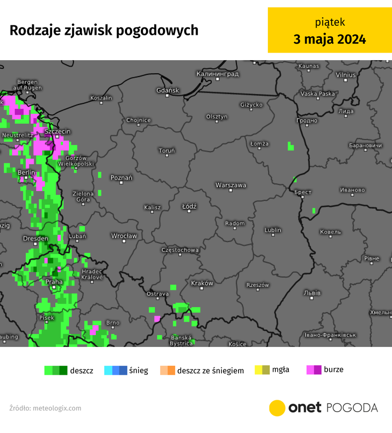 Na krańcach zachodnich i południowo-zachodnich pojawią się burze i opady deszczu