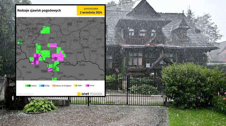 Burze nie ustępują w Polsce. Niebezpieczna pogoda w górach (mapa: meteologix.com)