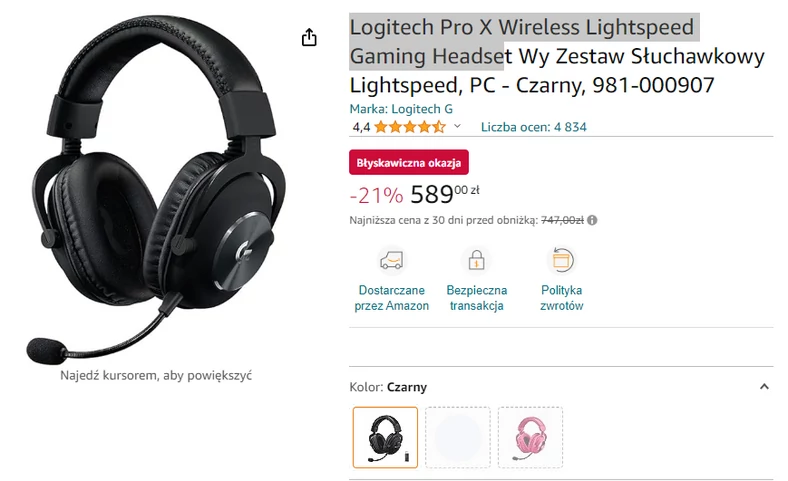 Logitech Pro X Wireless Lightspeed Gaming Headset