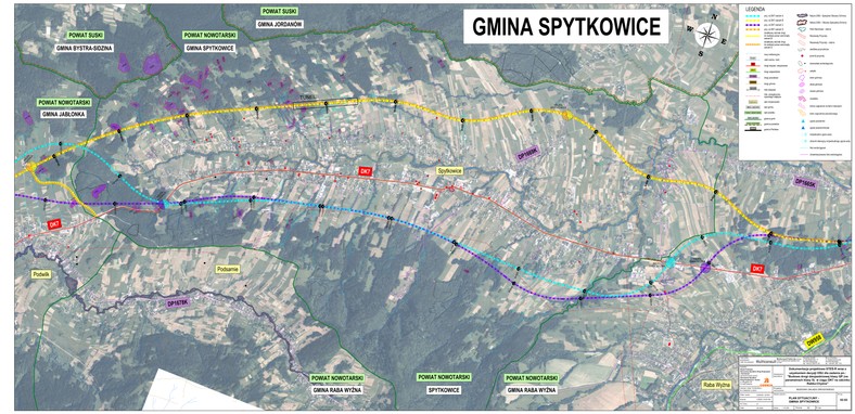 Warianty przebiegu nowej DK7 przez gminę Spytkowice