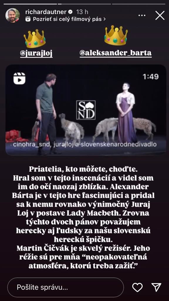 Richard Autner odporúča divadelné predstavenie Macbeth.