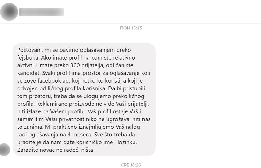 Šablonska poruka koju dobijate u inboks