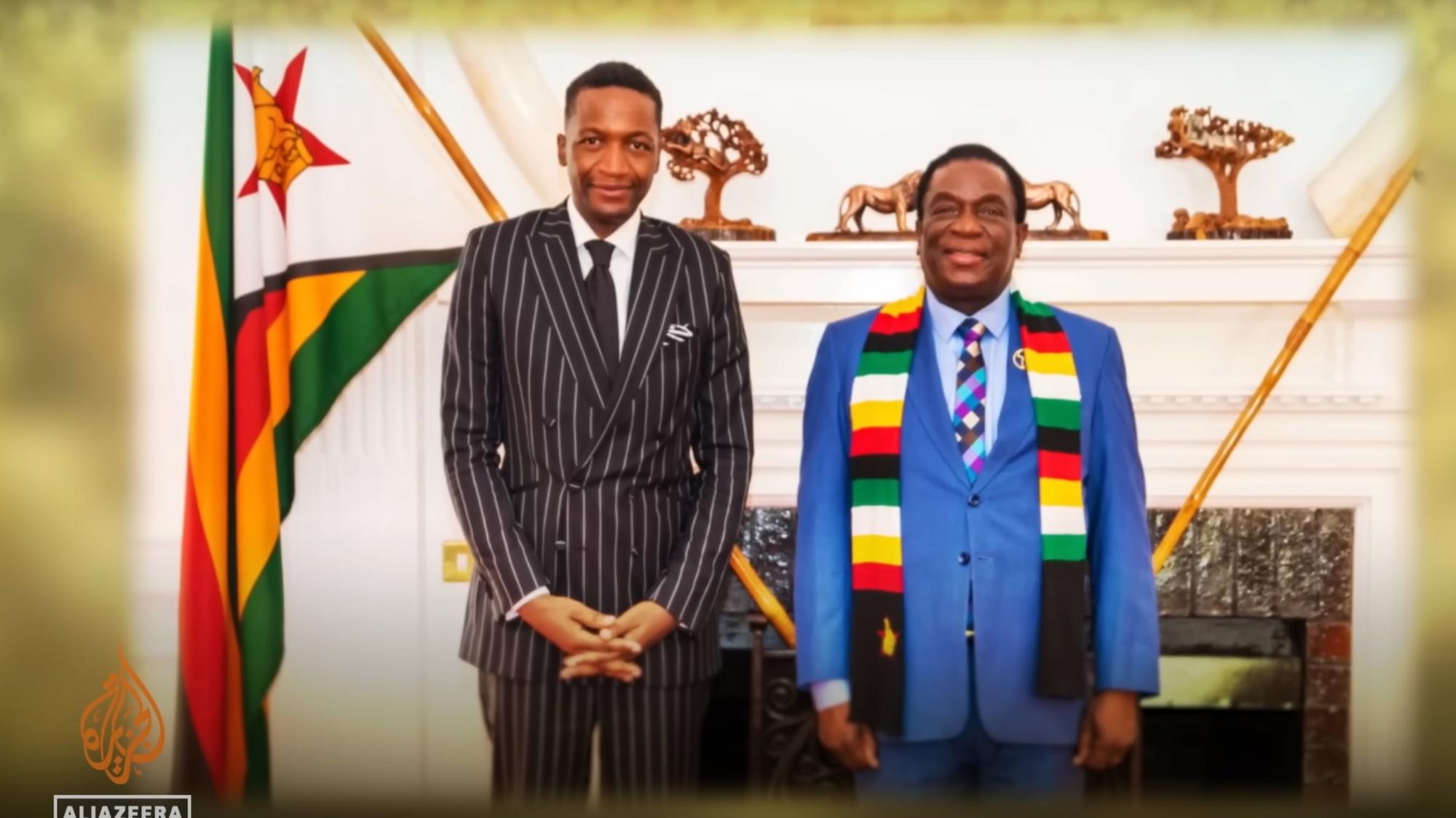 Uebert Angel, veľvyslanec Zimbabwe v Európe a Amerike, po boku prezidenta Zimbabwe Emmersona Mnangagwa