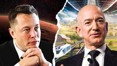 Elon Musk and Jeff Bezos have repeatedly overtaken each other for the title of world's richest man.Lambert/Ullstein Bild/Getty Images; Alex Wong/Getty Images; Blue Origin; Samantha Lee/Insider