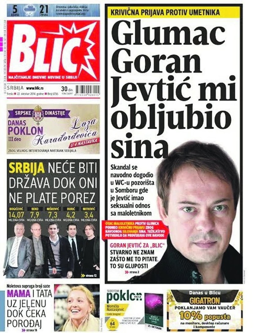 „Blic“ je prvi pisao o nedozvoljenim polnim radnjama nad maoletnikom u narodnom pozorištu u Somboru 
