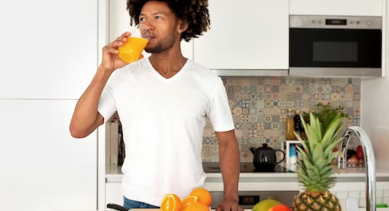 Man taking energy giving foods