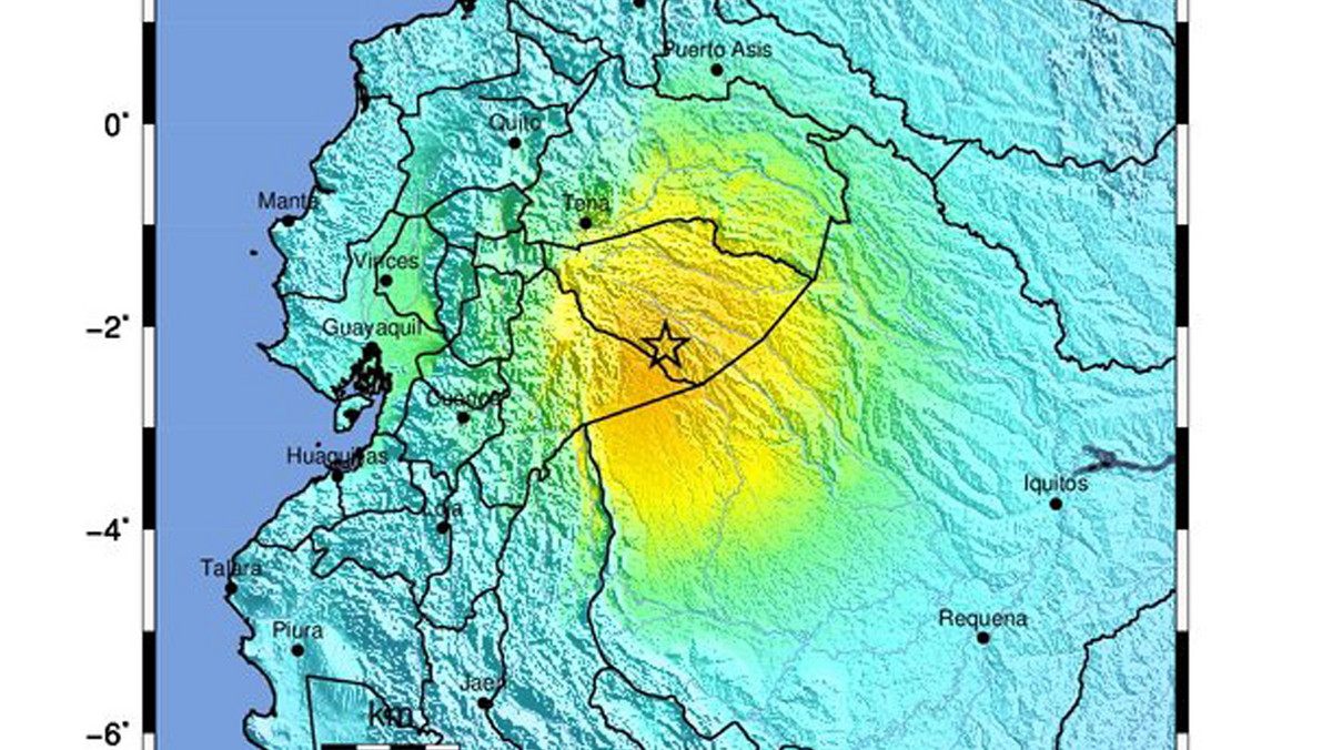 Trzęsienie ziemi o sile 7,5 stopnia w skali Richtera nawiedziło Ekwador w pobliżu granicy z Peru. Nie ma zagrożenia powstania tsunami - podaje Pacific Tsunami Warning Center.