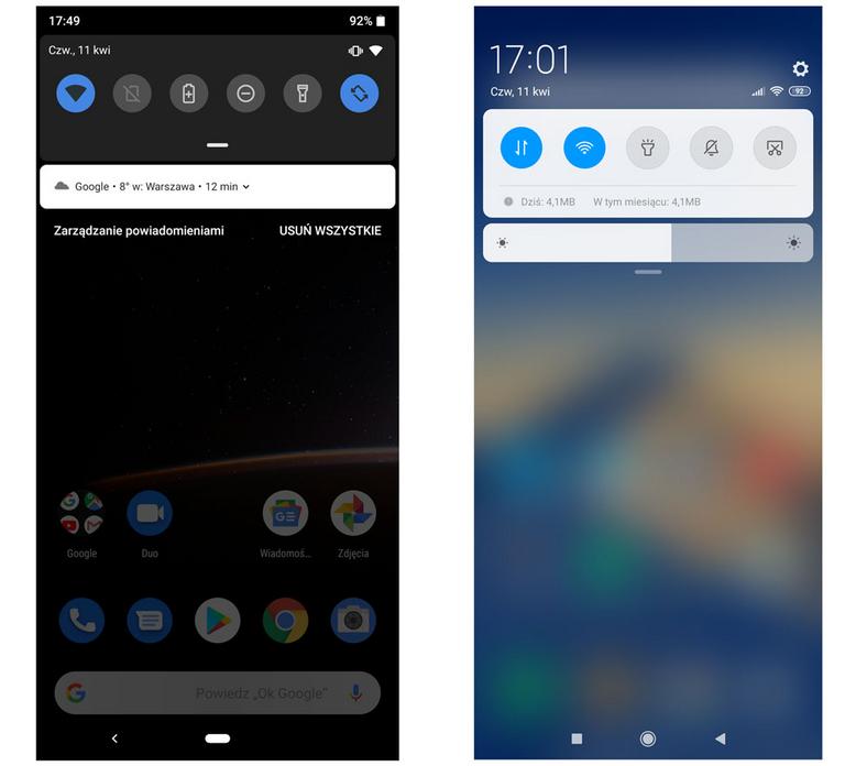 Skrócony pasek powiadomień Android One i MIUI 10
