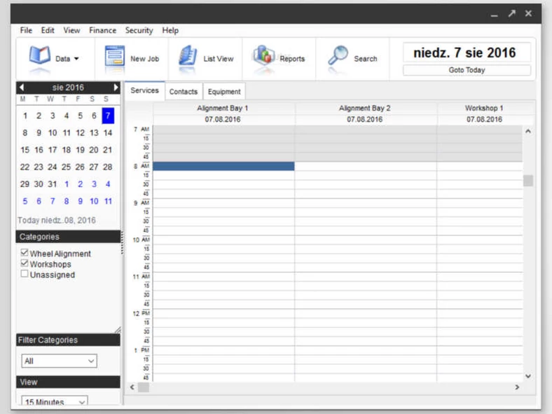 Główne okno programu do organizacji pracy - Job Designer