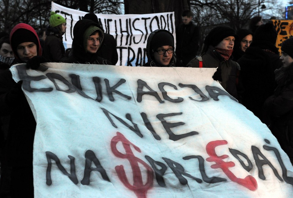 WARSZAWA PIKIETA STUDENTÓW PRZED BELWEDEREM