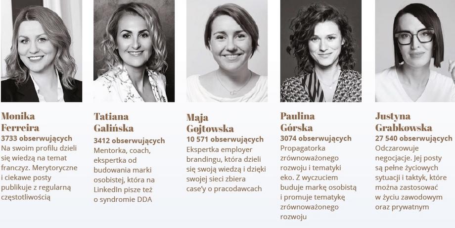 25 mistrzyń LinkedIn: Monika Ferreira, Tatiana Galińska, Maja Gojtowska, Paulina Górska, Justyna Grabkowska
