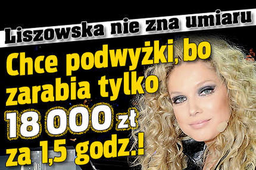 Liszowska nie zna umiaru Chce podwyżkę bo zarabia 18 tys za 1 5 godz