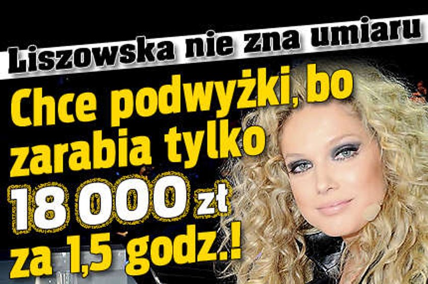 Liszowska nie zna umiaru Chce podwyżkę bo zarabia 18 tys za 1 5 godz