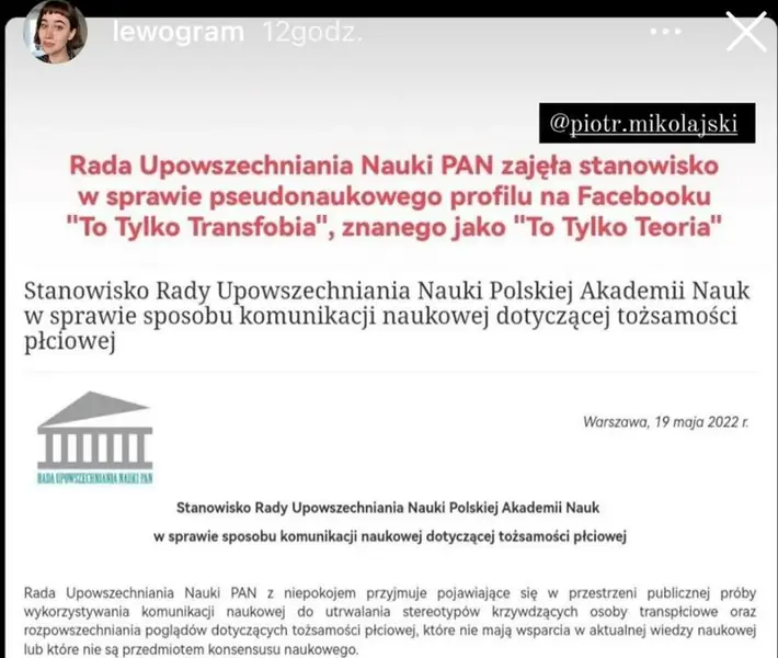 Ewa Bujacz komentuje oświadczenie PAN dotyczące treści dyskryminujących osoby transpłciowe.