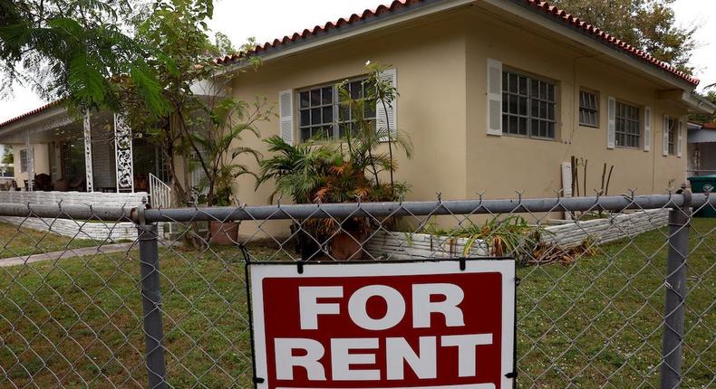 A for rent sign is posted in front of a home on December 12, 2023 in Miami, Florida.Joe Raedle/Getty Images