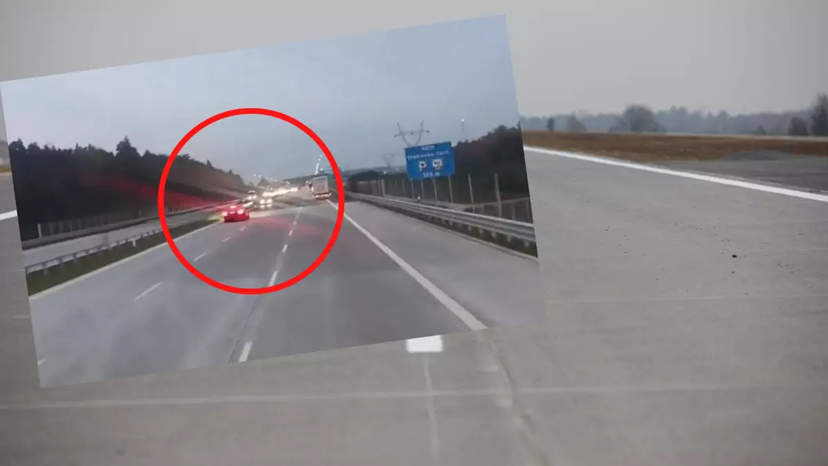 Kierowca jechał autostradą A1 pod prąd (screen: BandytaZKamerka/Twitter)