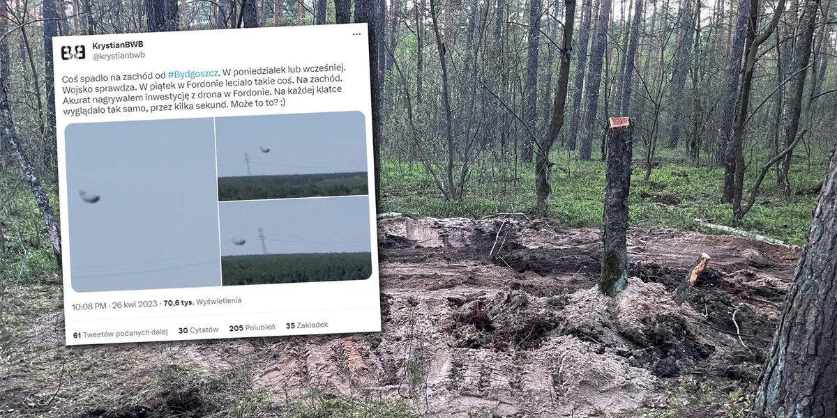 Dron nagrał niezidentyfikowany obiekt lecący nad Bydgoszczą. 