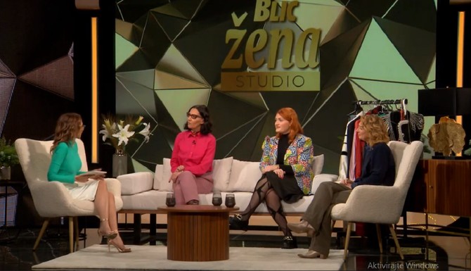 "Blic žena studio": autorka i voditeljka emisije Jelena Isaković, modna urednica i dizajnerka Sofija Kuzmanović, influenserka Katarina Vuksanović i PR menadžer Monika Husar