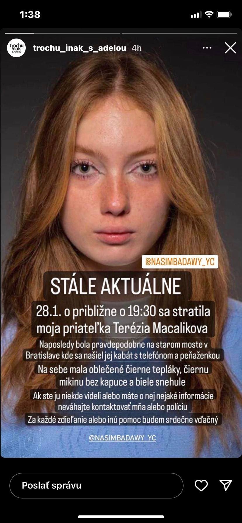 Fotka Terezy sa objavila na profiloch viacerých známych Sloveniek. 