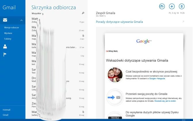 Skrzynka odbiorcza w systemie Windows 8