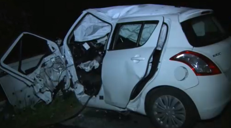 A pap járműve a felismerhetetlenségig összetört / Fotó: RTL Híradó