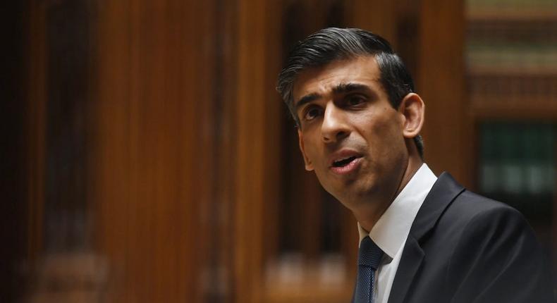 Rishi Sunak speaks in the Commons, February 3 2022.