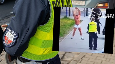 Półnagi i z siekierą ruszył na policjantów. Jest nagranie