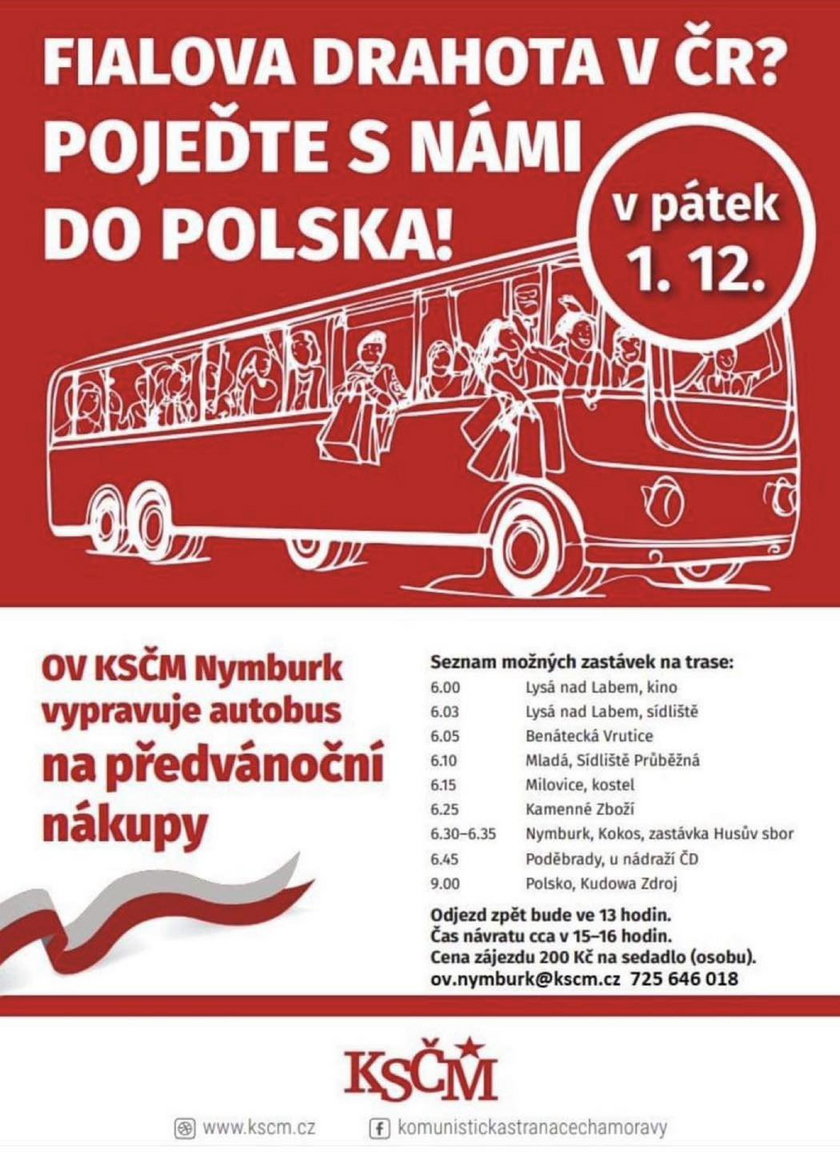 Plakat informujący o wyjeździe do Polski