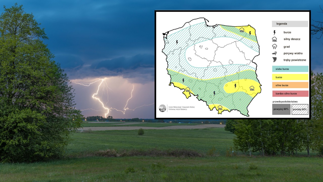 Żółty alert IMGW w części sześciu województw. Do Polski sunie nowa fala burz i ulew