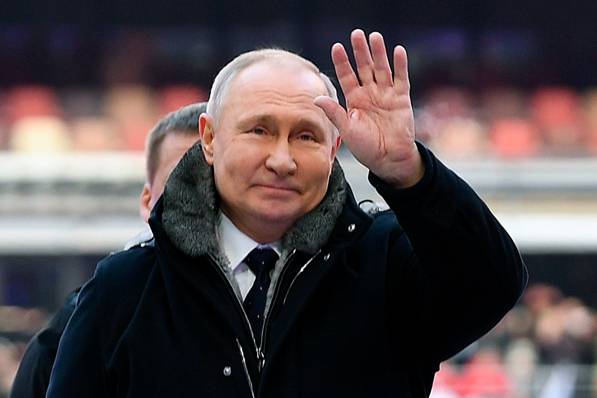 Ruský prezident Vladimir Putin počas prejavu v moskovských Lužnikách. 