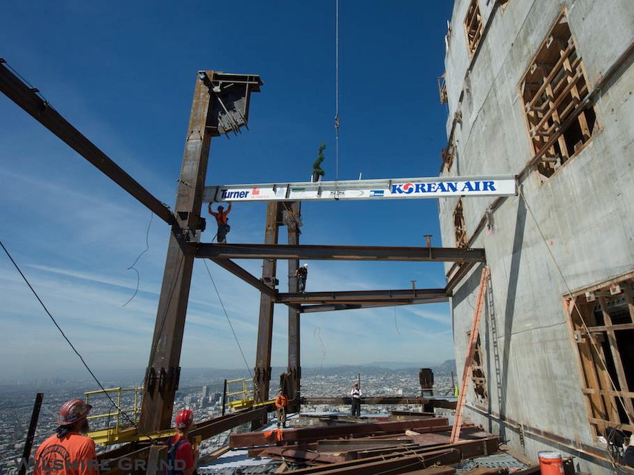 At the topping-out ceremony last month, the Korean-Air-backed project officially reached the 1,100-foot mark. Even if the Seattle tower claims the West Coast title, the Wilshire Grand Center will still be the tallest in California.