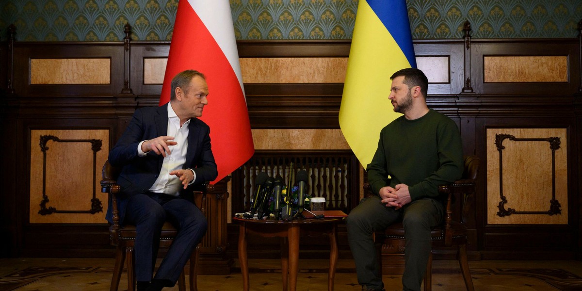 Donald Tusk i Wołodymyr Zełenski.